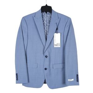 Bar III Men's Slim-Fit Power Stretch Wool Suit Jacket Blue Sharkskin 36S NWT